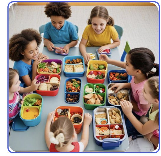Niños compartiendo lonches en la mesa