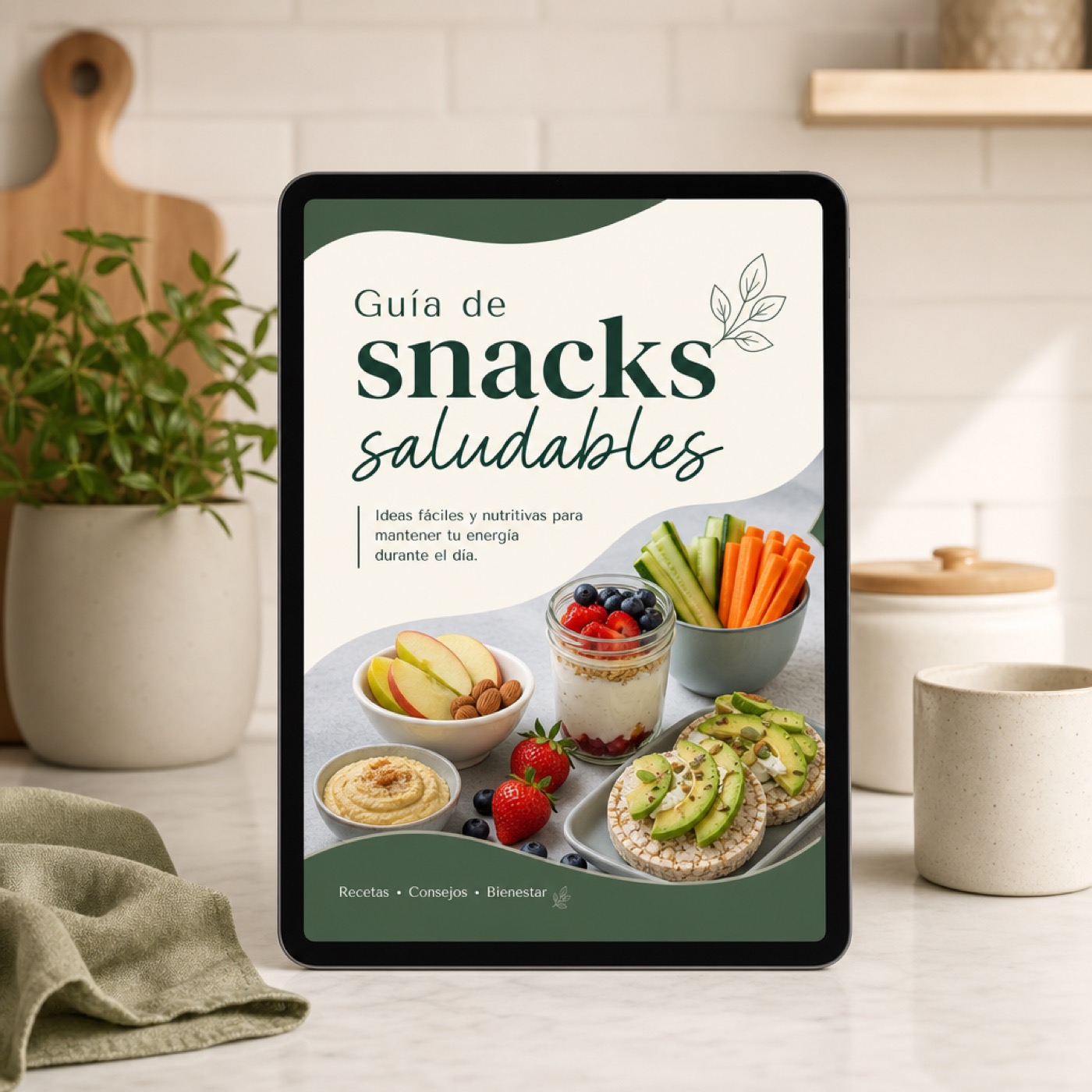 Mockup de la guía de snacks